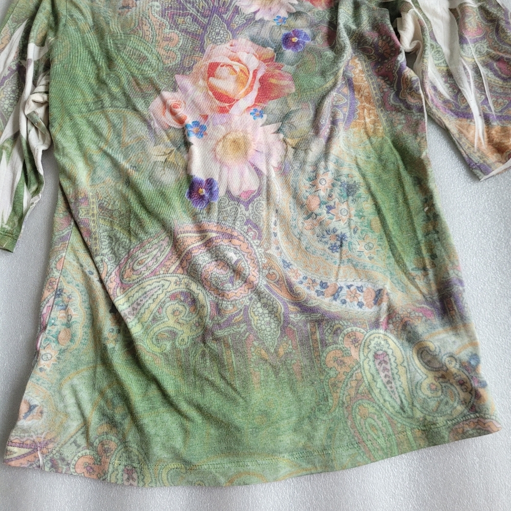 Floral Paisley Boho Fairycore Top Green Y2K Style Medium - Large - Picture 8 of 10